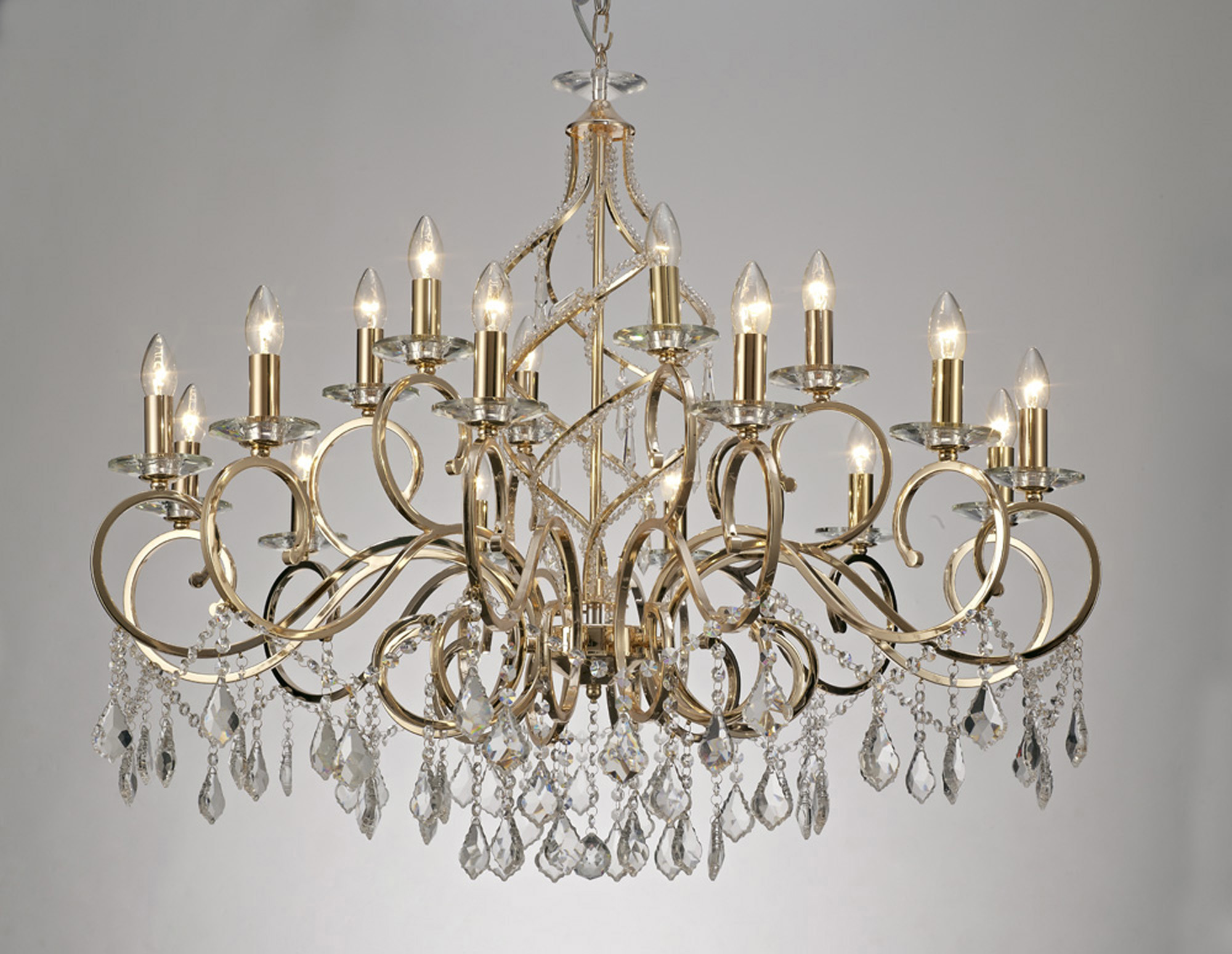 IL303212+6  Torino Crystal Chandelier 18 Light (16.5kg) French Gold